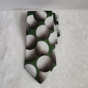 Ralph Marlin Vintage 1995 Green White Gray Just Golf Balls Necktie Tie